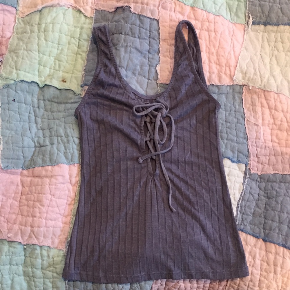Urban Outfitters blue lace-up tank